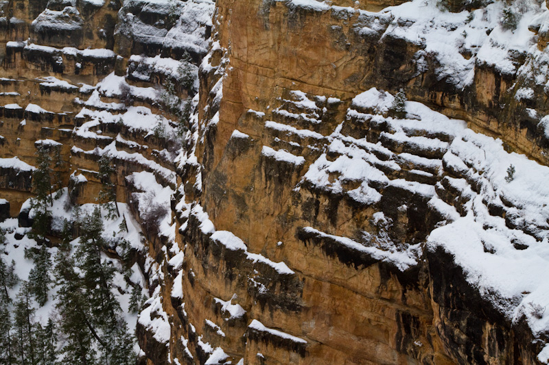 Snow On Cliff Face